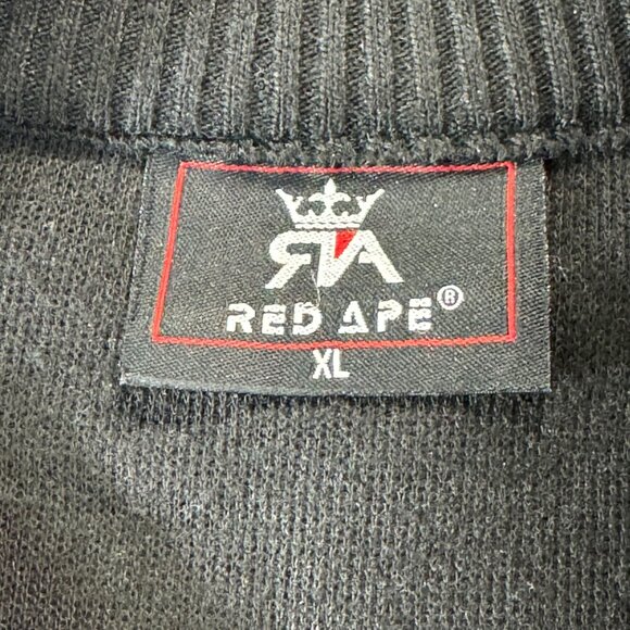 Red Ape men's sweater XLARGE pullover with synthetic leather shoulders and 1/4 z - Picture 12 of 15